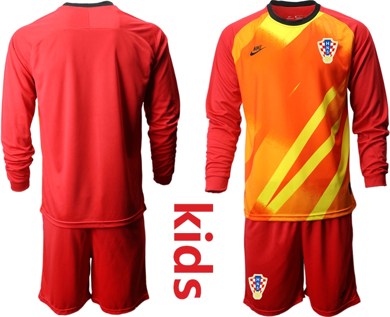 Youth 2021 European Cup Croatia red Long sleeve goalkeeper Soccer Jersey1->croatia jersey->Soccer Country Jersey